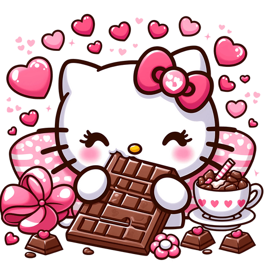 Hello Kitty Love Chocolate Valentine's Day Design - DTF Ready To Press - Heat Press Transfer