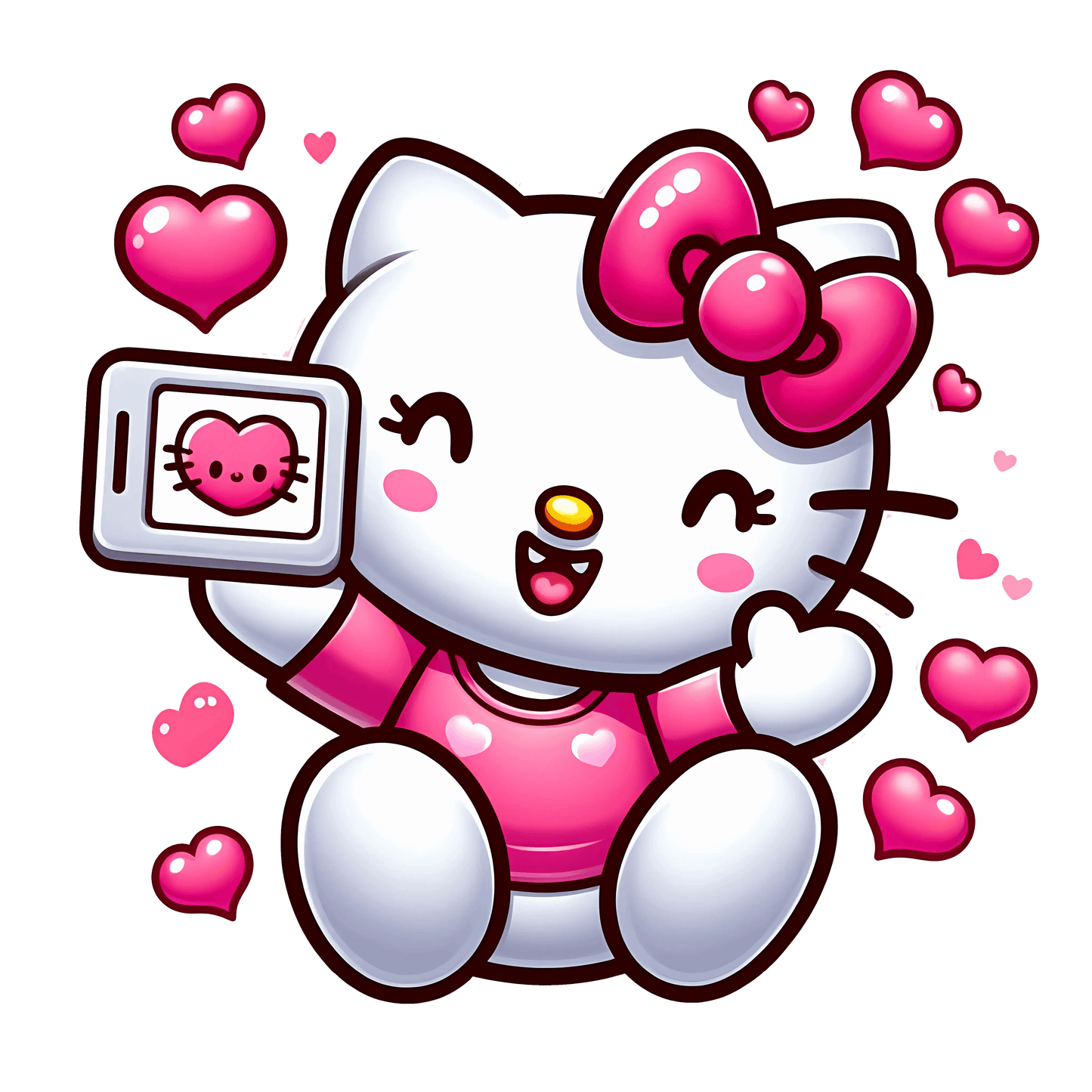 Hello Kitty Smile Valentine's Day Design - DTF Ready To Press - Heat Press Transfer