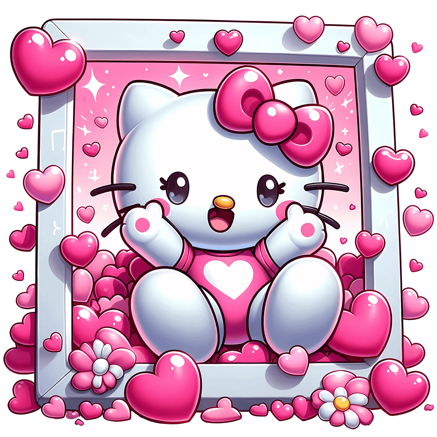 Hello Kitty Valentine's Day Love Me Design - DTF Ready To Press - Heat Press Transfer