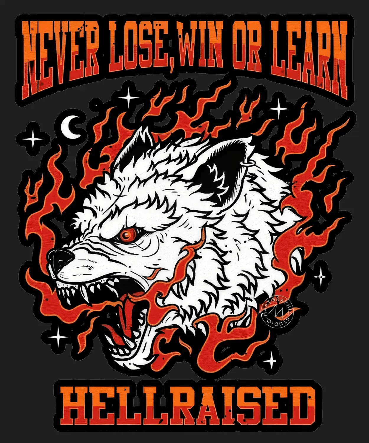 Hellraised Wolf - DTF Ready to Press (black_bg)
