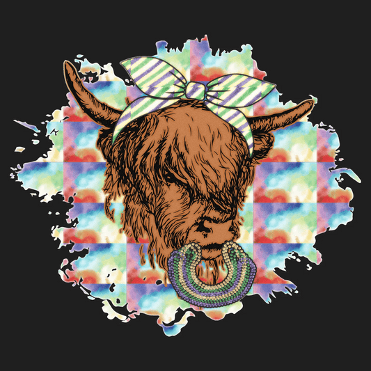 Highland Cow Bowtie - DTF Ready to Press - Heat Press Transfer