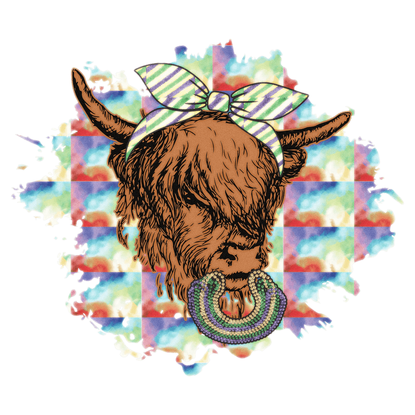 Highland Cow Bowtie - DTF Ready to Press - Heat Press Transfer
