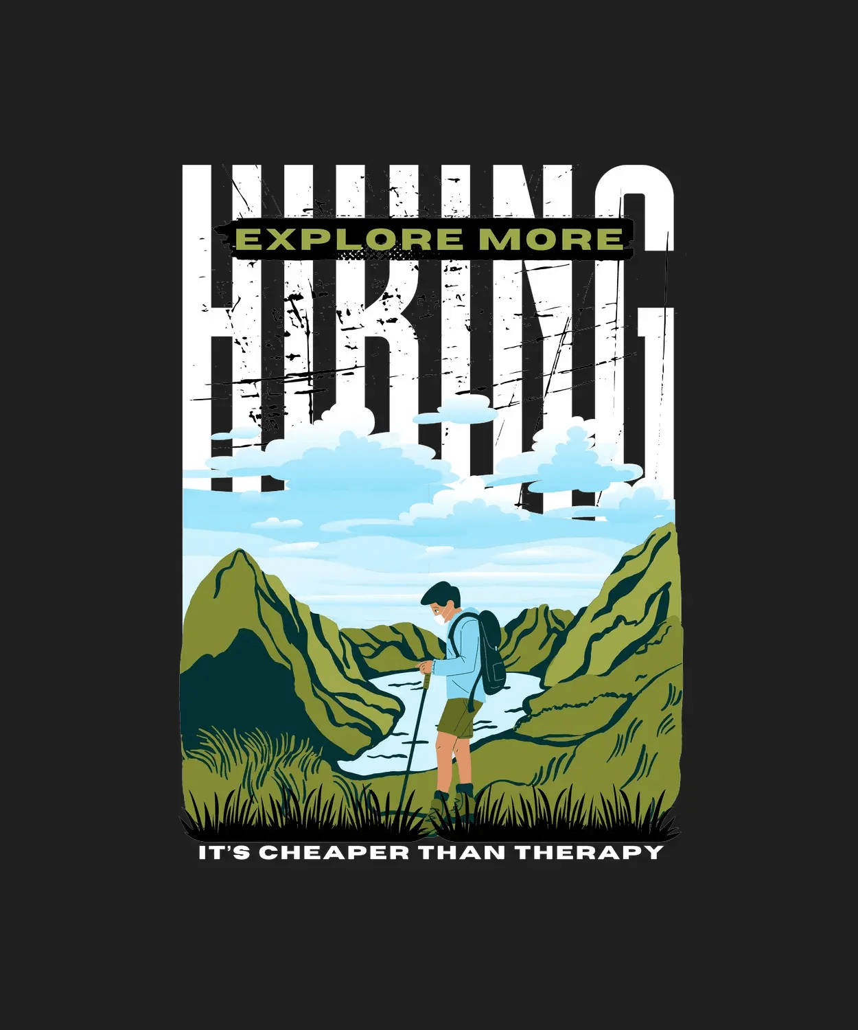 Hiking Therapy - DTF Ready to Press - Heat Press Transfer
