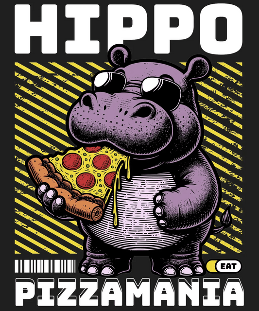 Hippo Pizzamania - DTF Ready to Press - Heat Press Transfer