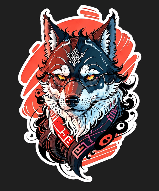 Hipster Wolf Art - DTF Ready to Press - Heat Press Transfer