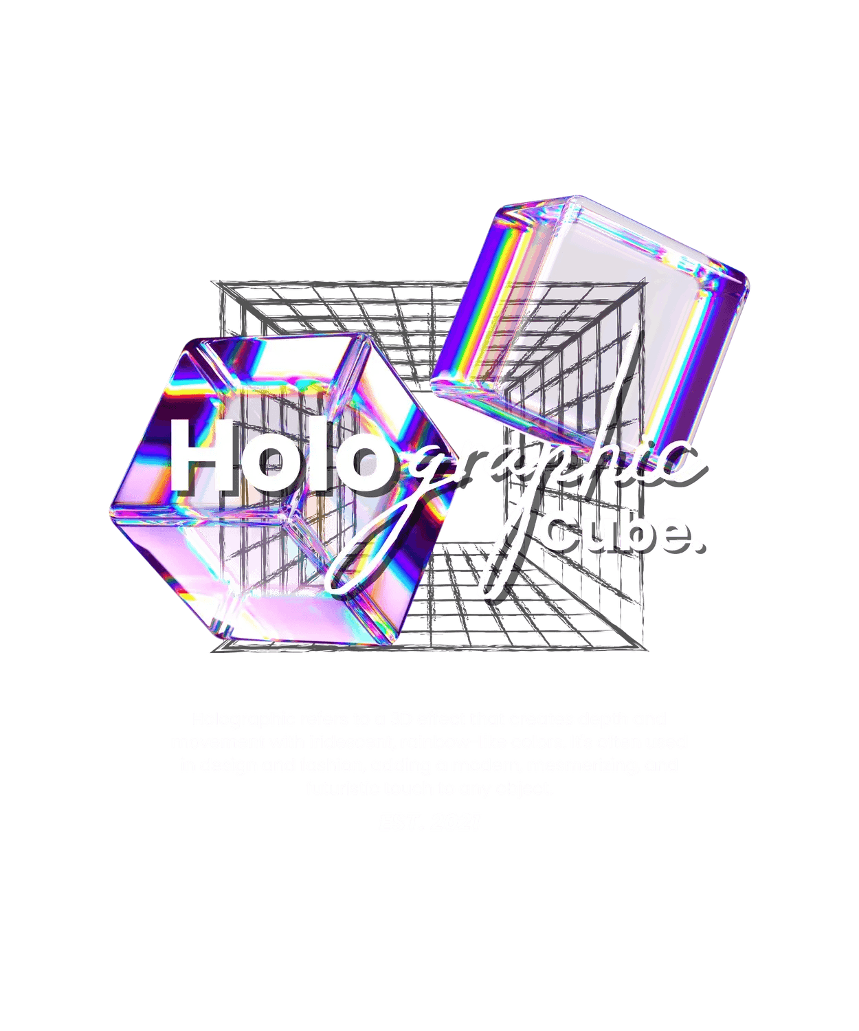 Holographic Cube - DTF Ready to Press (original)