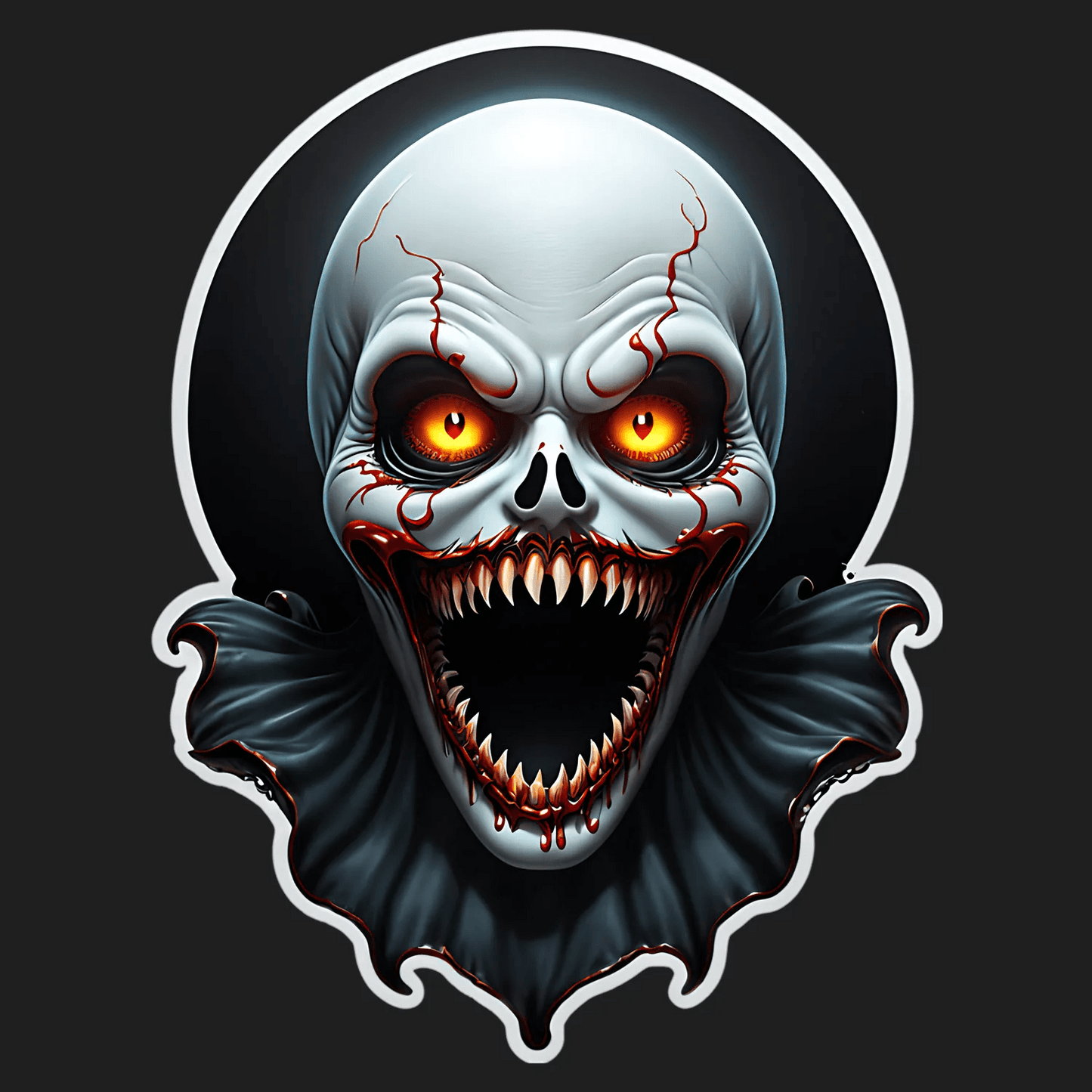 Horror Skull Sticker - UV DTF Design - Heat Press Transfer