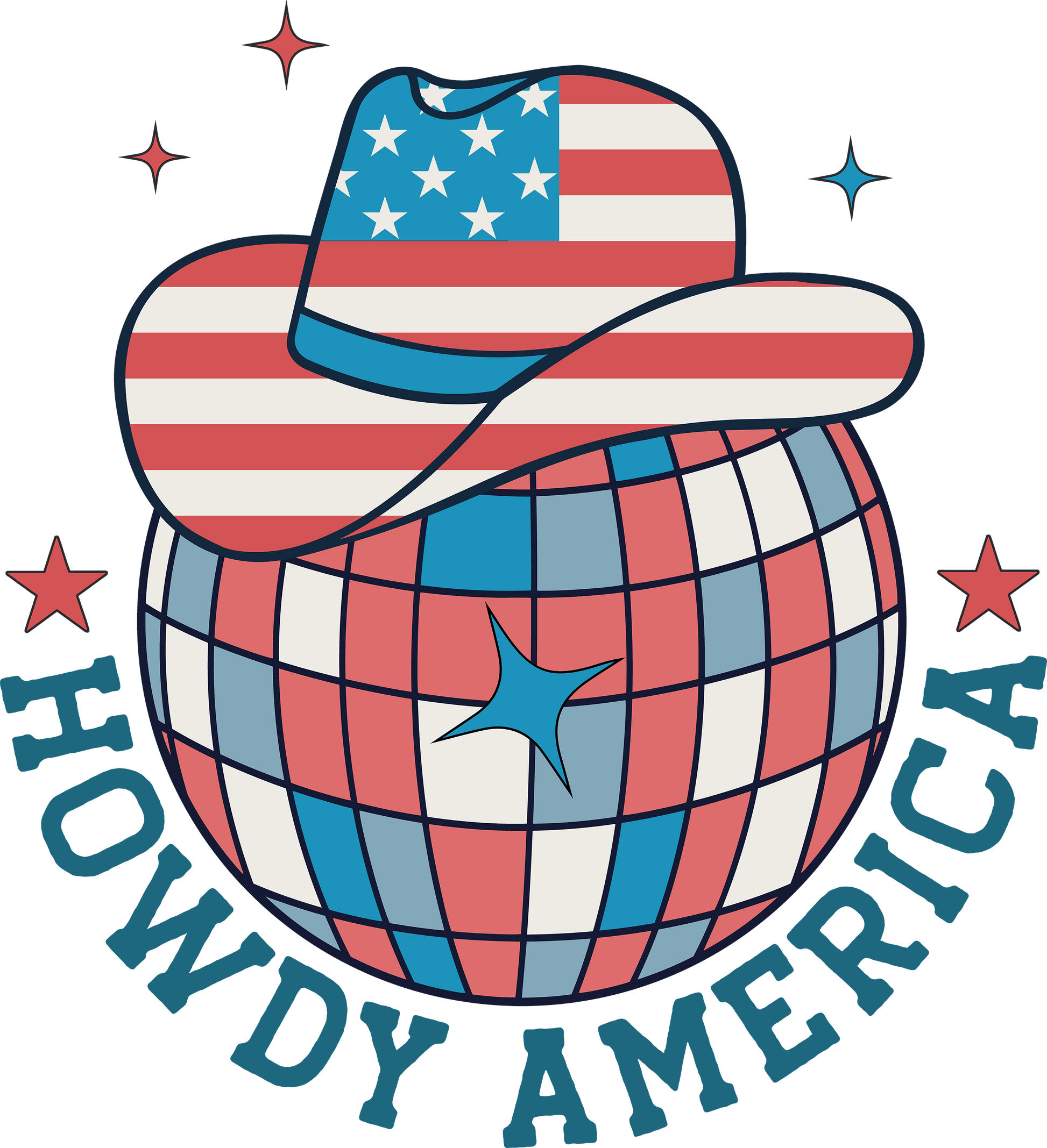 Howdy America Design - DTF Ready To Press - Heat Press Transfer
