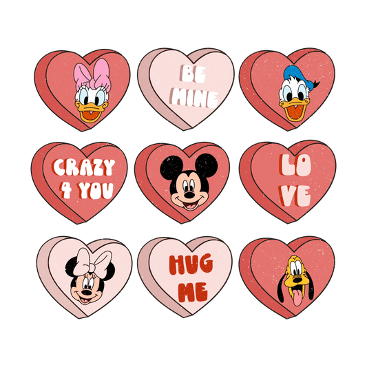 Hug Me Mickey Mouse Valentine Design - DTF Ready To Press - Heat Press Transfer