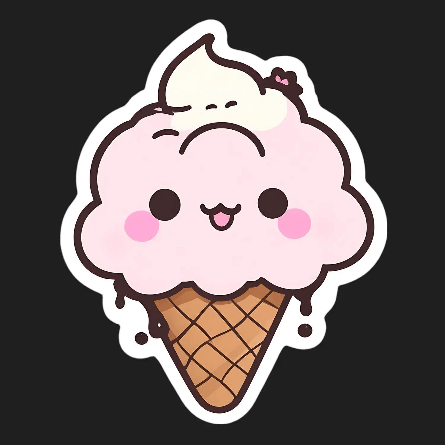 Ice Cream Cone - Kawaii Sticker - Heat Press Transfer