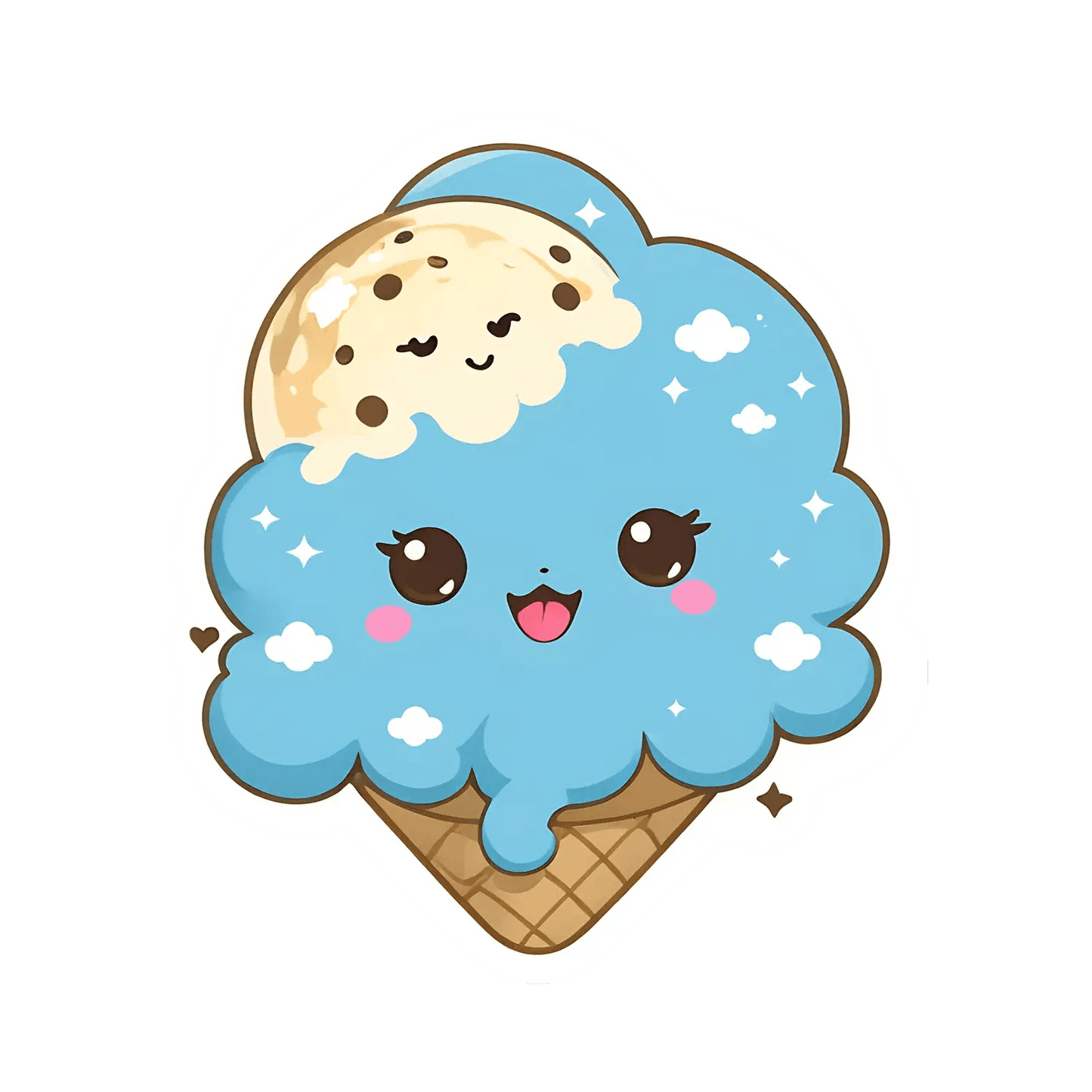 Ice Cream Cone Sticker - Adorable Cartoon - Heat Press Transfer