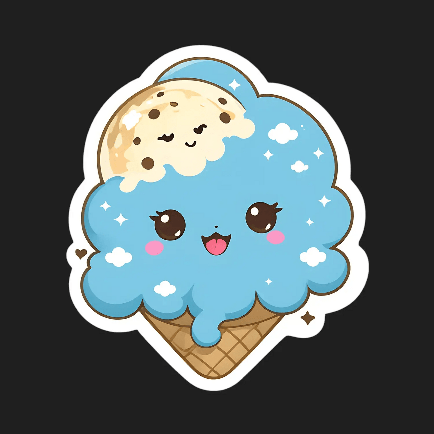 Ice Cream Cone Sticker - Adorable Cartoon - Heat Press Transfer