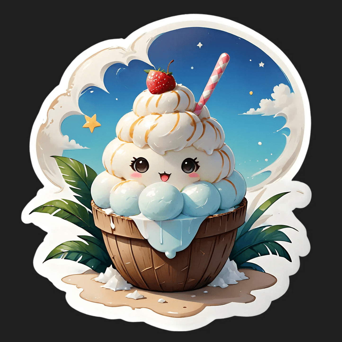 Ice Cream Sundae Sticker - Cute Dessert Theme - Heat Press Transfer