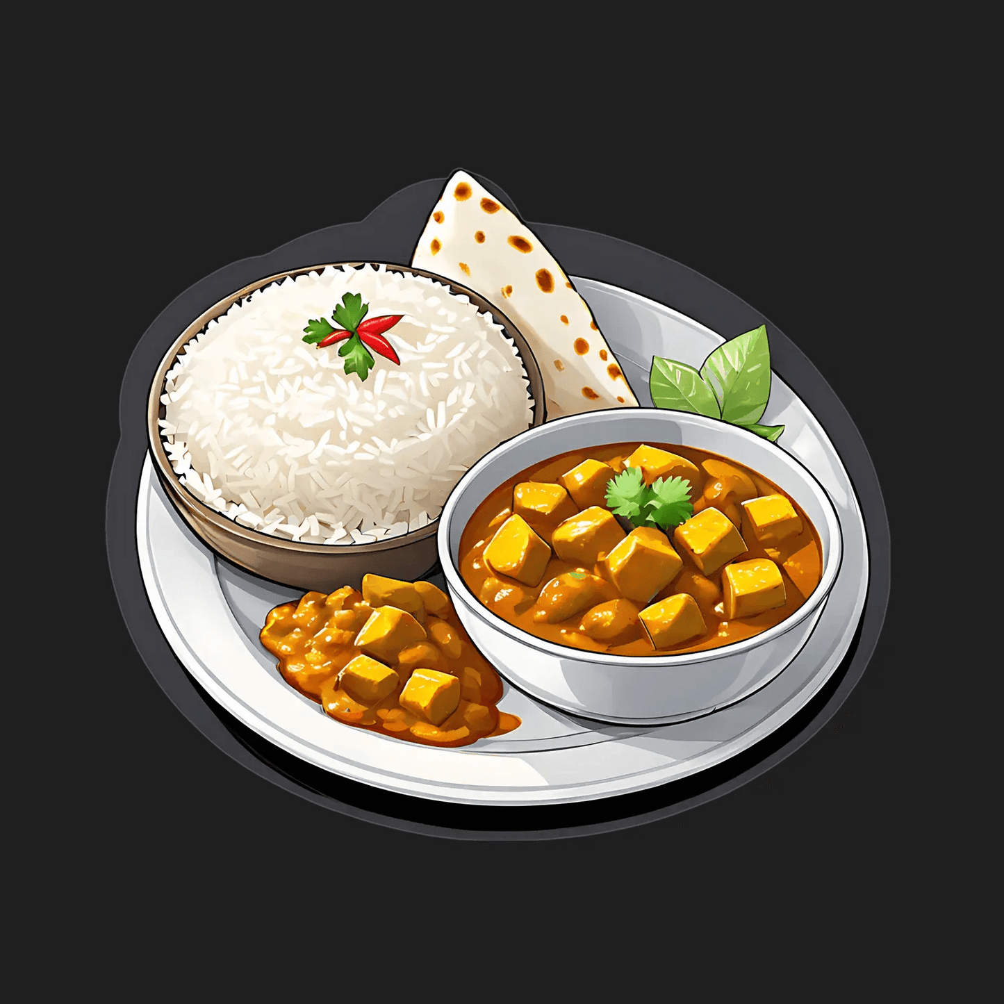 Indian Cuisine Sticker - Delicious Meal Art - Heat Press Transfer