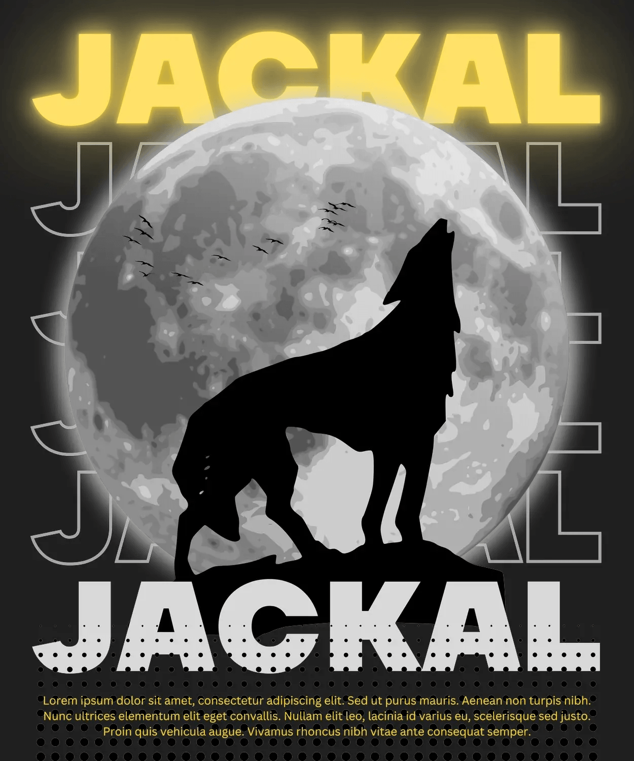 Jackal Moonlight - DTF Ready to Press (black_bg)