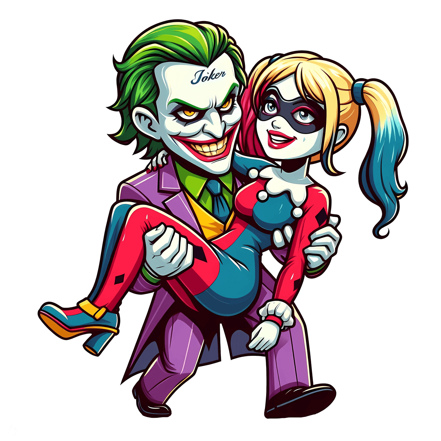Joker And Harley Quinn Valentine's Day Couple Design - DTF Ready To Press - Heat Press Transfer