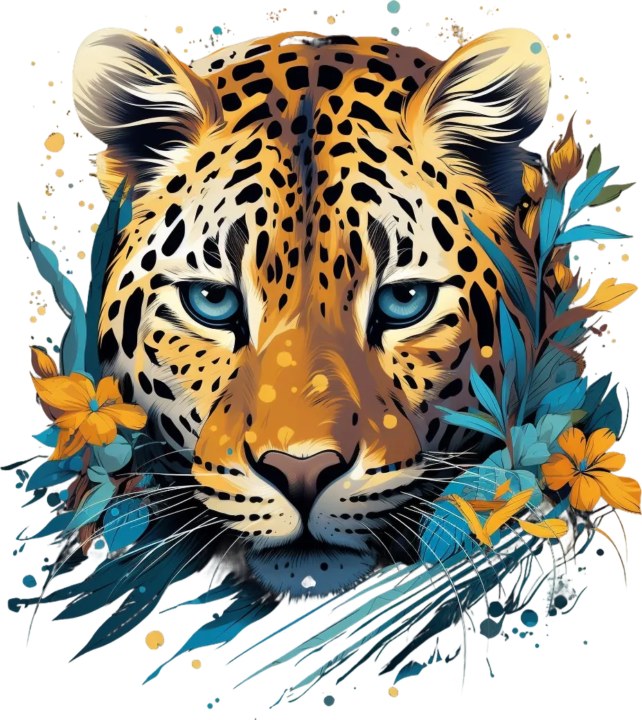 Jungle Leopard Floral - DTF Ready to Press - Heat Press Transfer