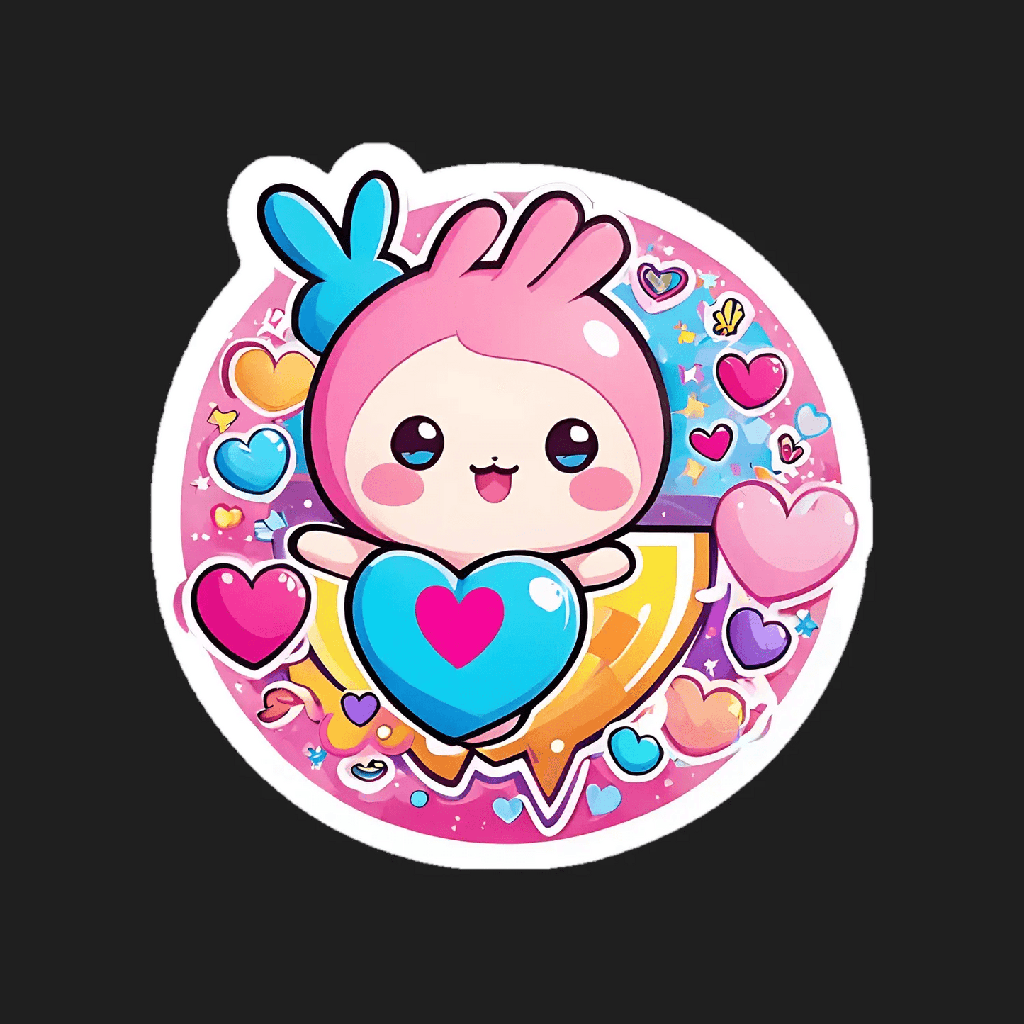 Kawaii Bunny Heart Sticker - Cute Vinyl Decals - Heat Press Transfer