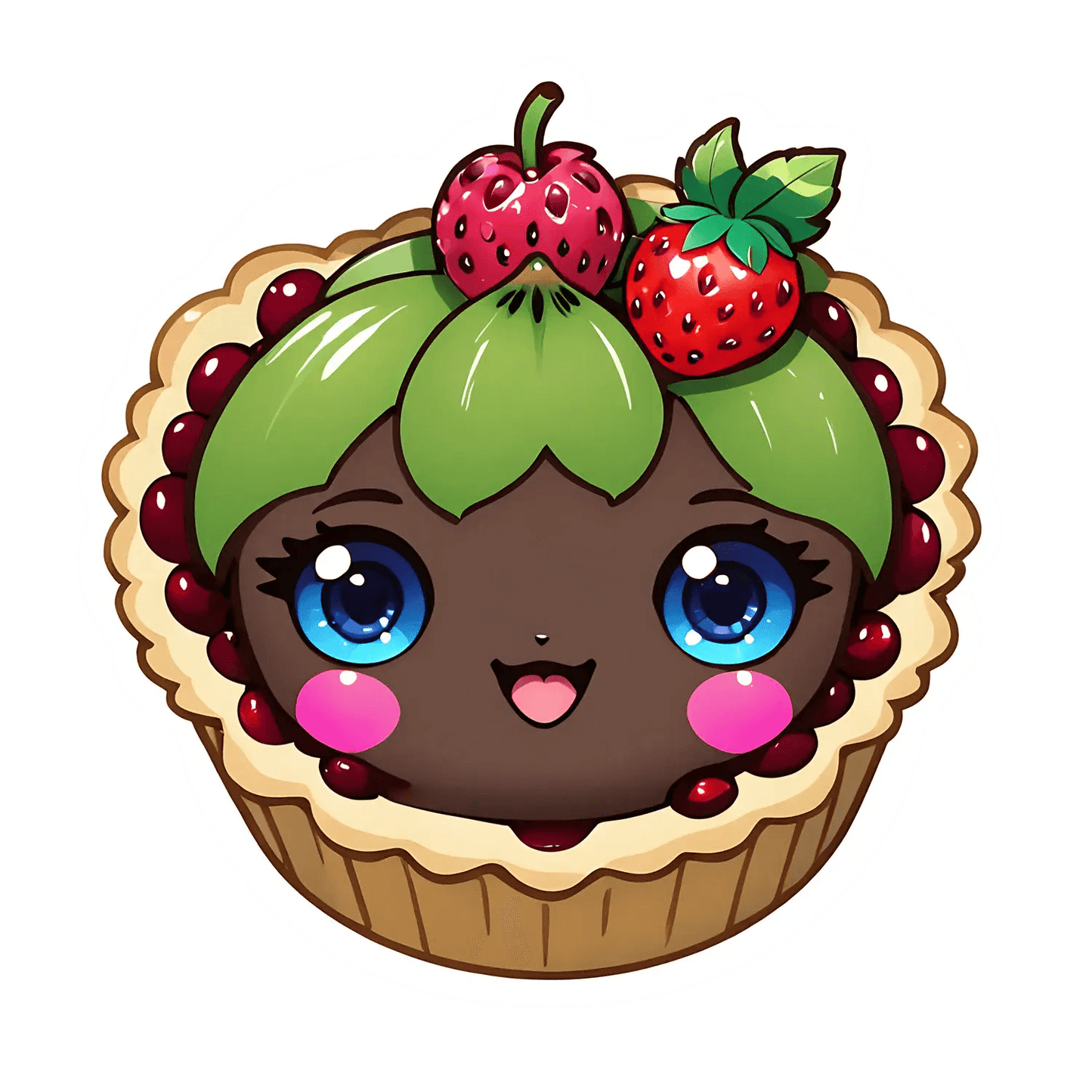 Kawaii Cupcake Sticker - Berry Cute Tart Theme - Heat Press Transfer