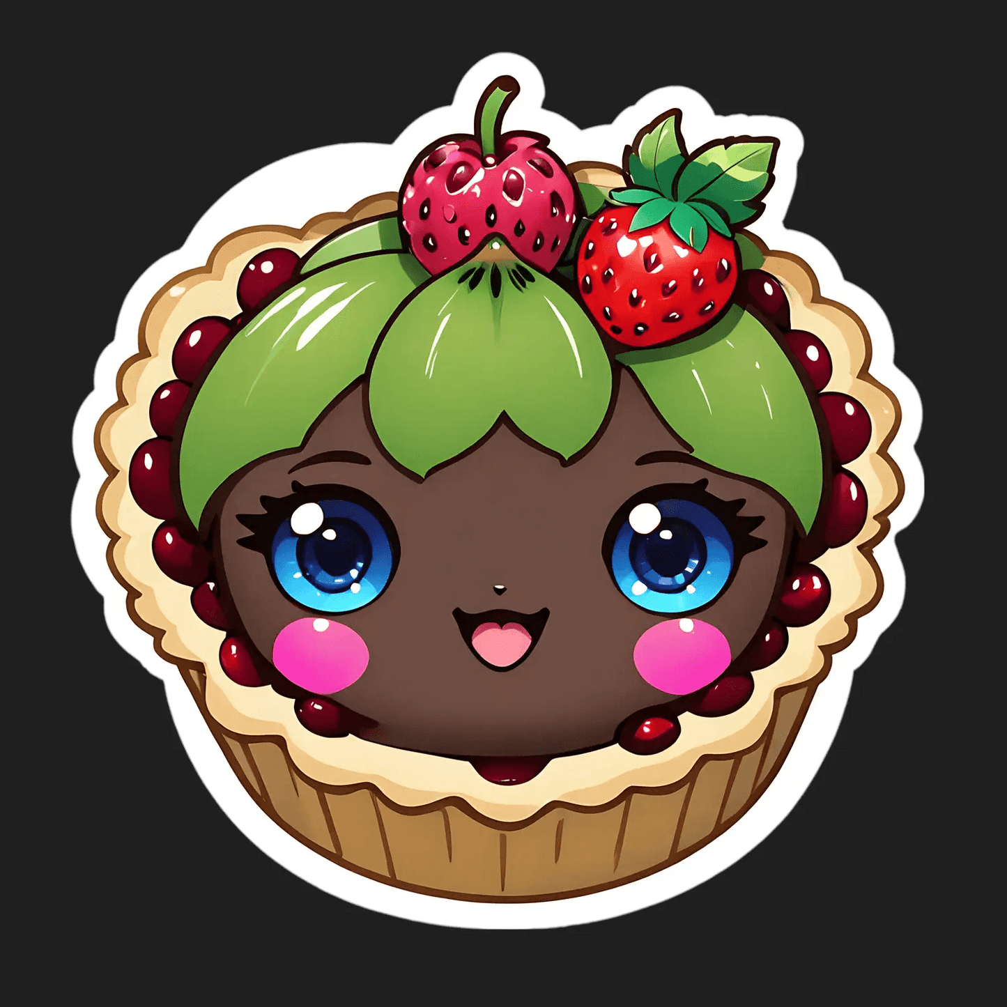 Kawaii Cupcake Sticker - Berry Cute Tart Theme - Heat Press Transfer