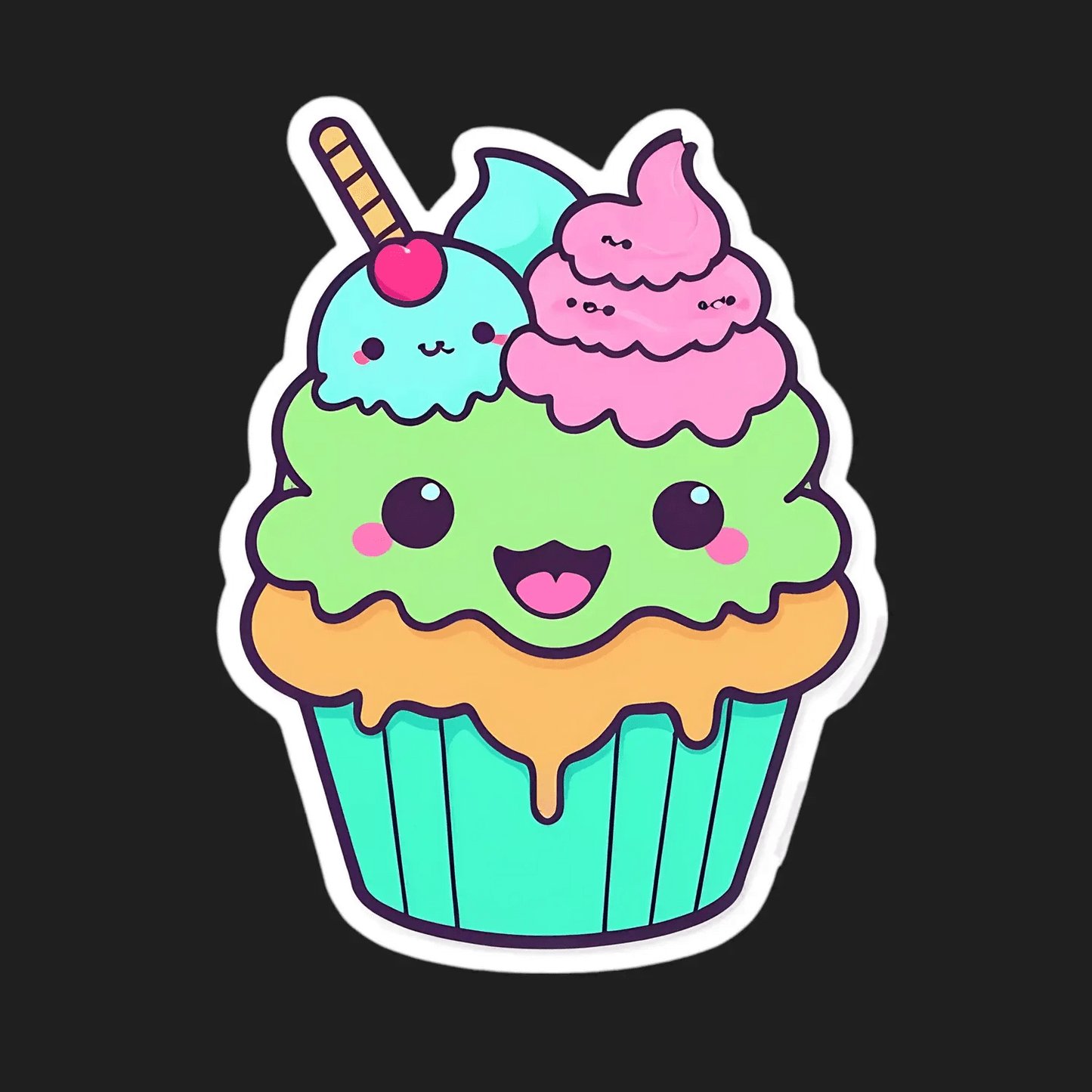 Kawaii Cupcake - Sticker - Heat Press Transfer