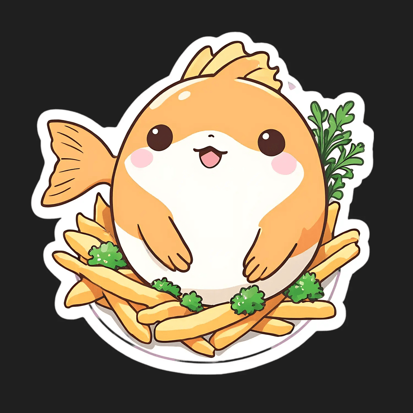 Kawaii Fish & Fries - Sticker - Heat Press Transfer