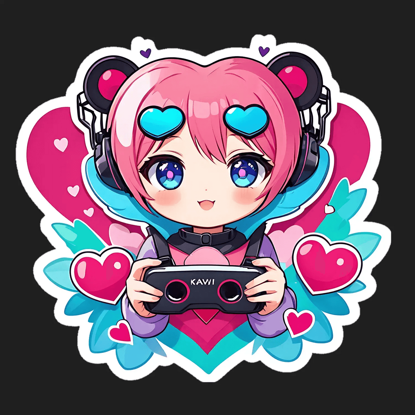 Kawaii Gamer Girl - Sticker - Heat Press Transfer