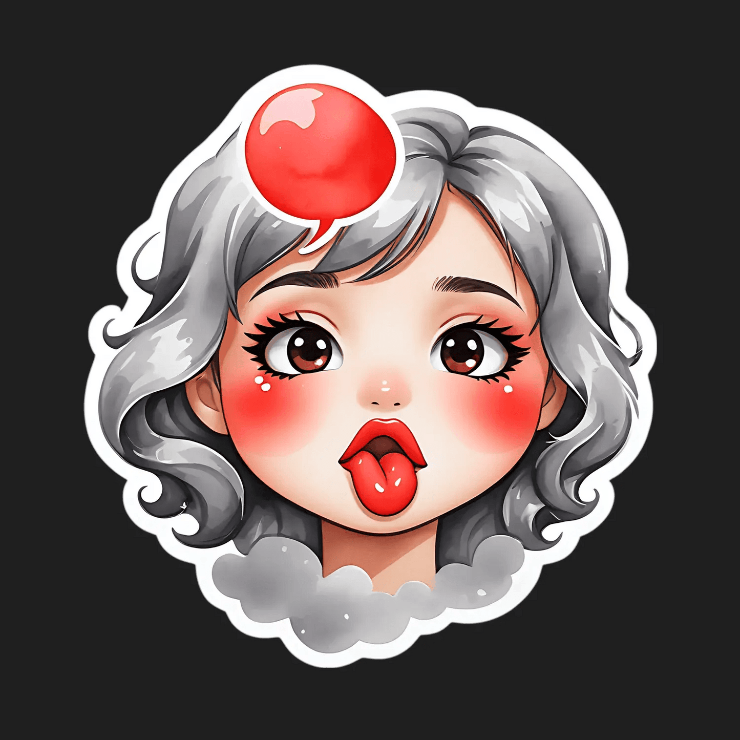 Kawaii Girl - Red Bubble Sticker - Heat Press Transfer