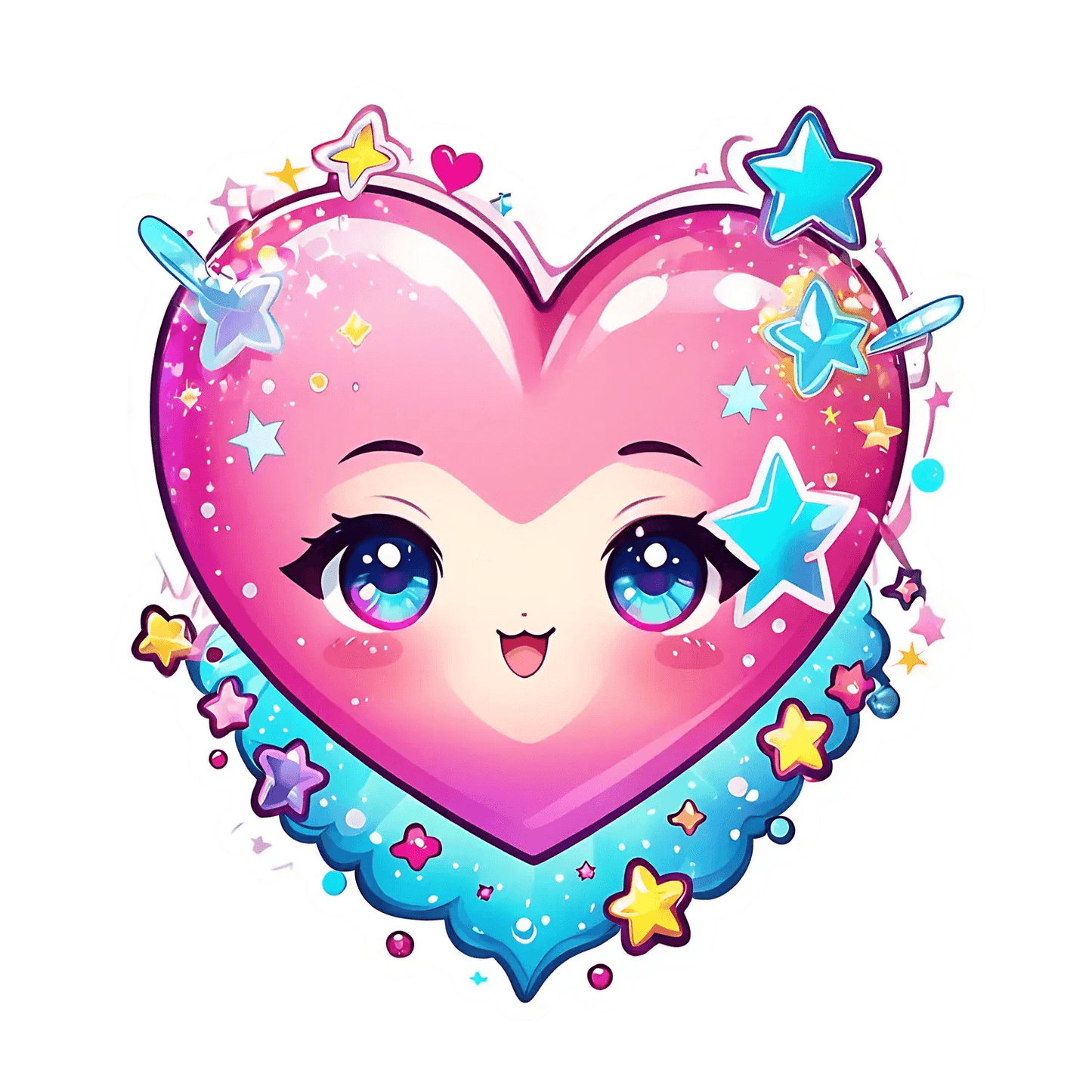 Kawaii Heart Sticker - UV DTF Print - Heat Press Transfer