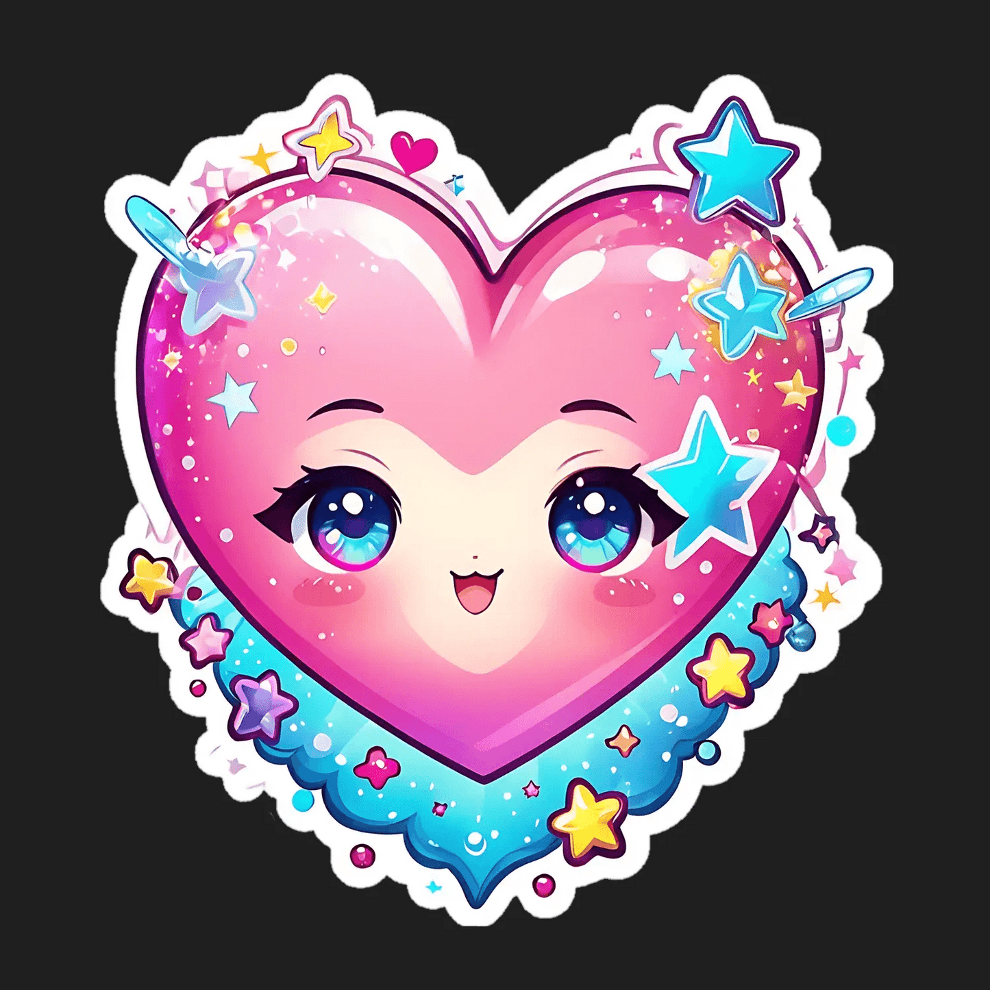 Kawaii Heart Sticker - UV DTF Print - Heat Press Transfer