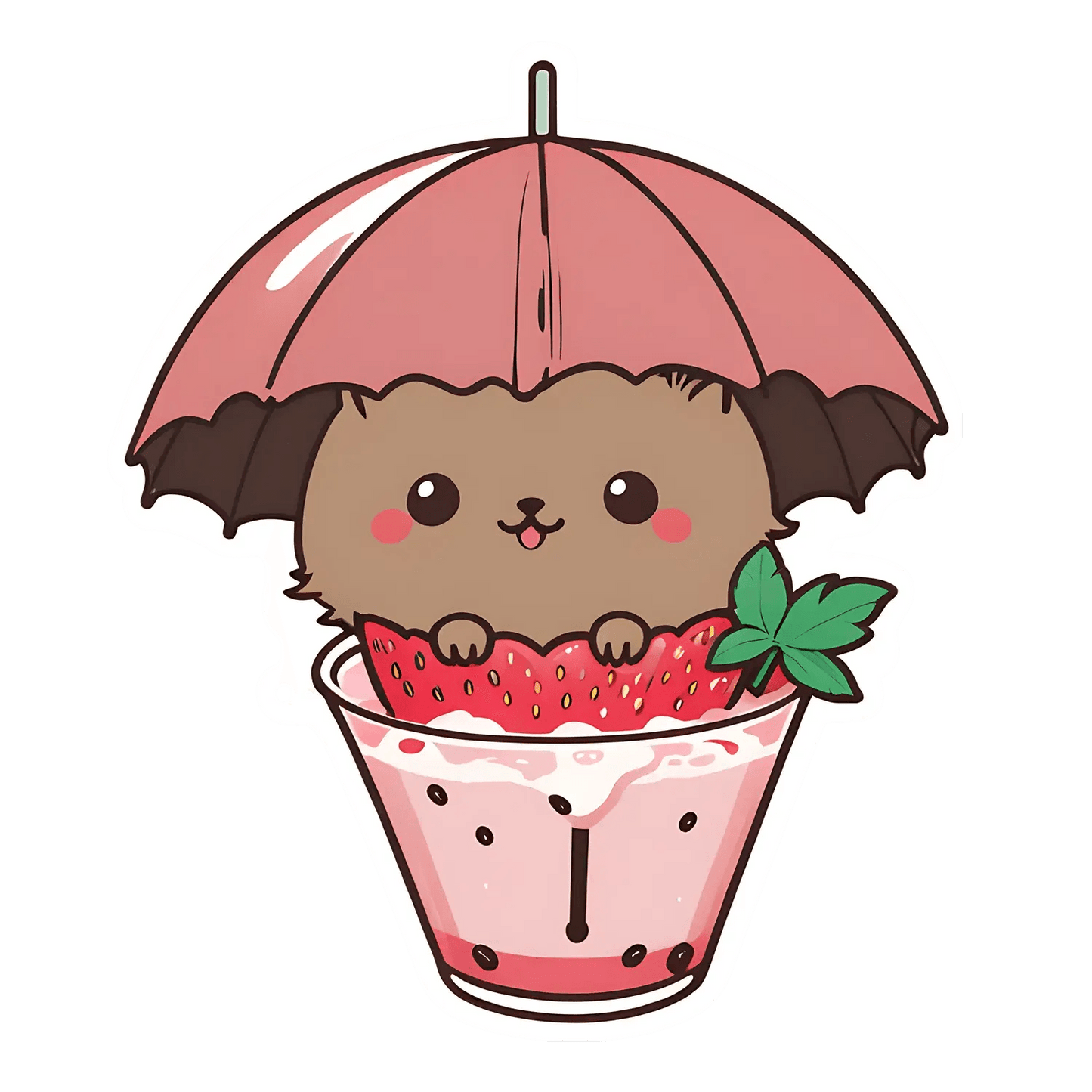 Kawaii Strawberry - Cute UV Sticker - Heat Press Transfer