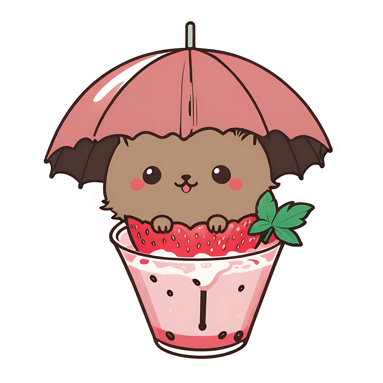Kawaii Strawberry - Cute UV Sticker - Heat Press Transfer