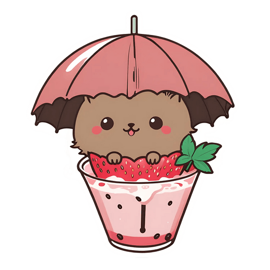 Kawaii Strawberry - Cute UV Sticker - Heat Press Transfer