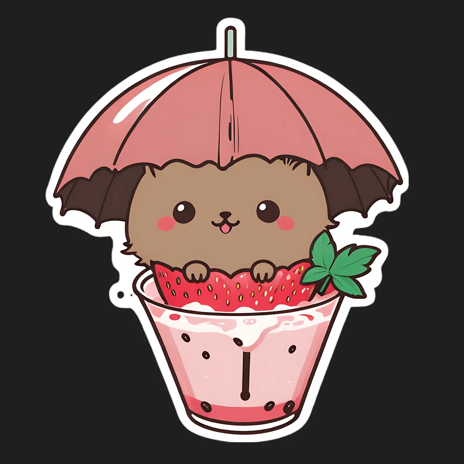 Kawaii Strawberry - Cute UV Sticker - Heat Press Transfer