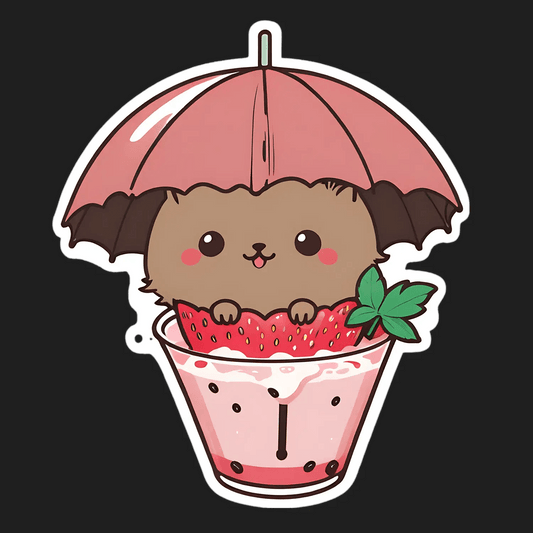 Kawaii Strawberry - Cute UV Sticker - Heat Press Transfer