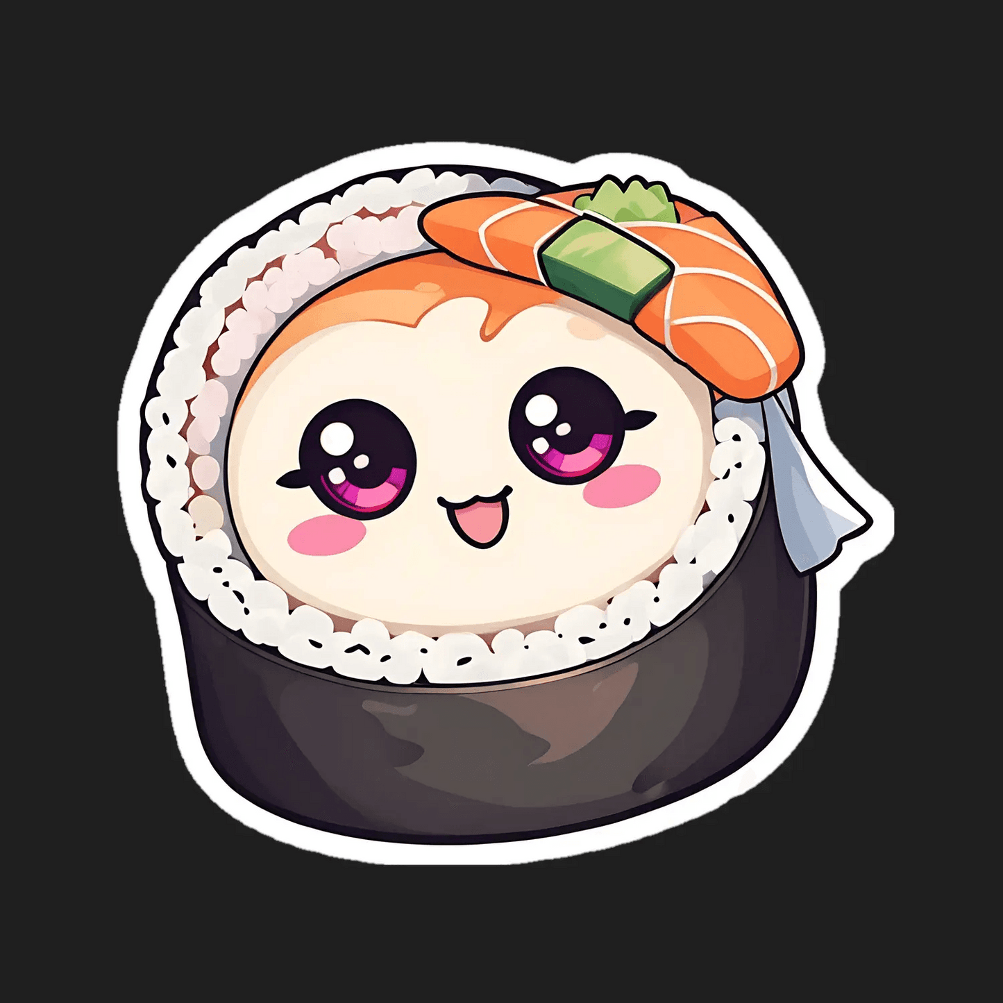Kawaii Sushi Roll - Cute Sticker - Heat Press Transfer