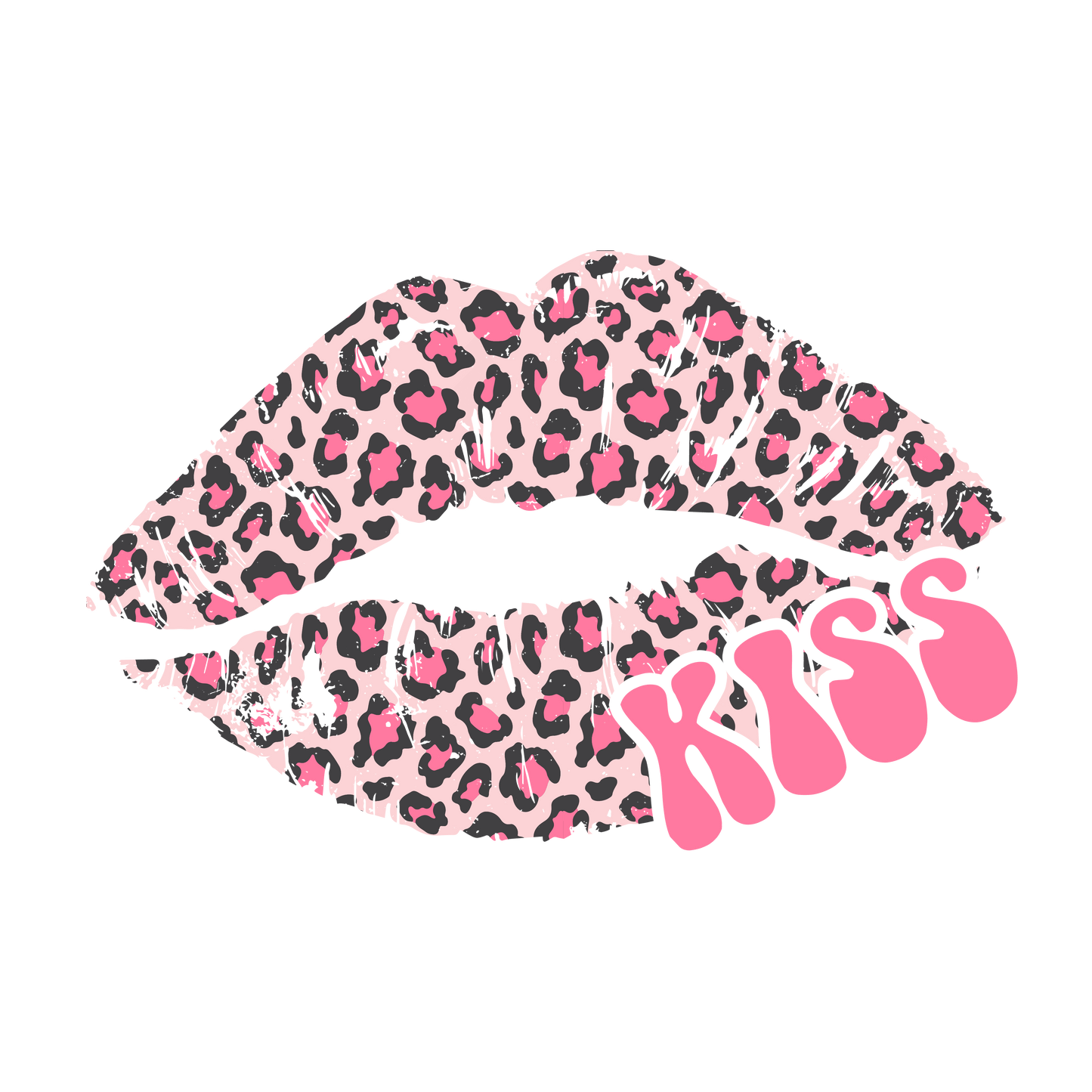 Kiss Valentine's Day Leopard Design - DTF Ready To Press - Heat Press Transfer