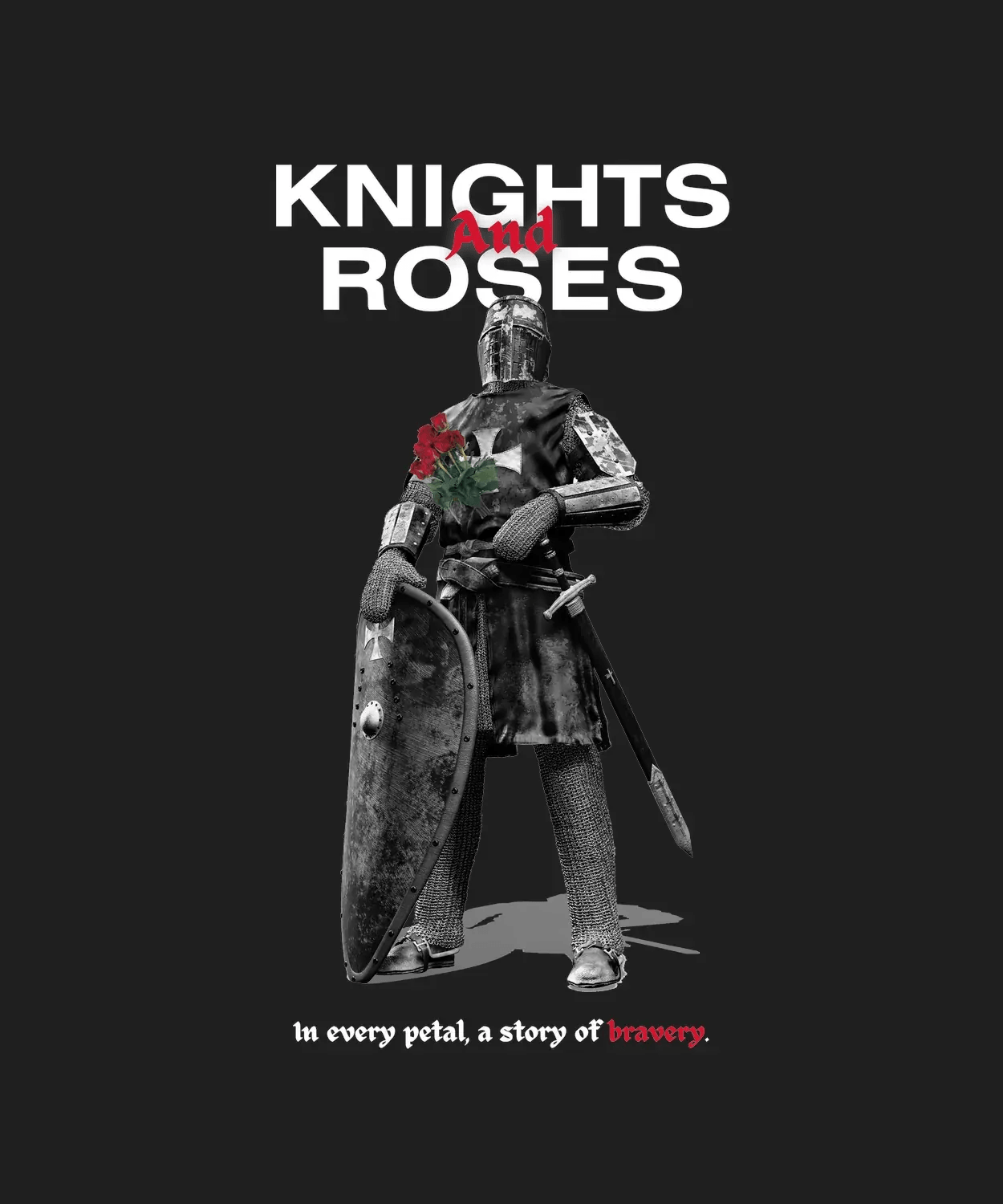 Knights and Roses - DTF Ready to Press (black_bg)