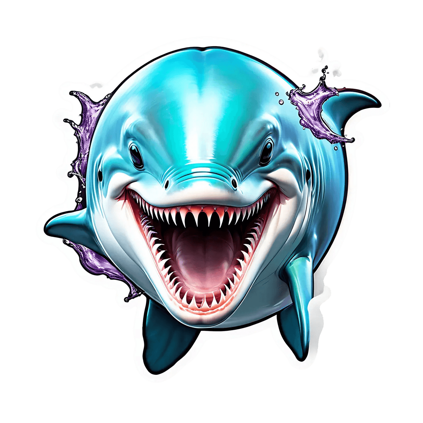 Laughing Shark - Colorful Sticker - Heat Press Transfer