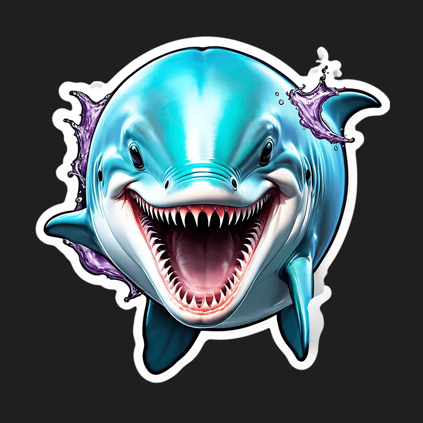Laughing Shark - Colorful Sticker - Heat Press Transfer