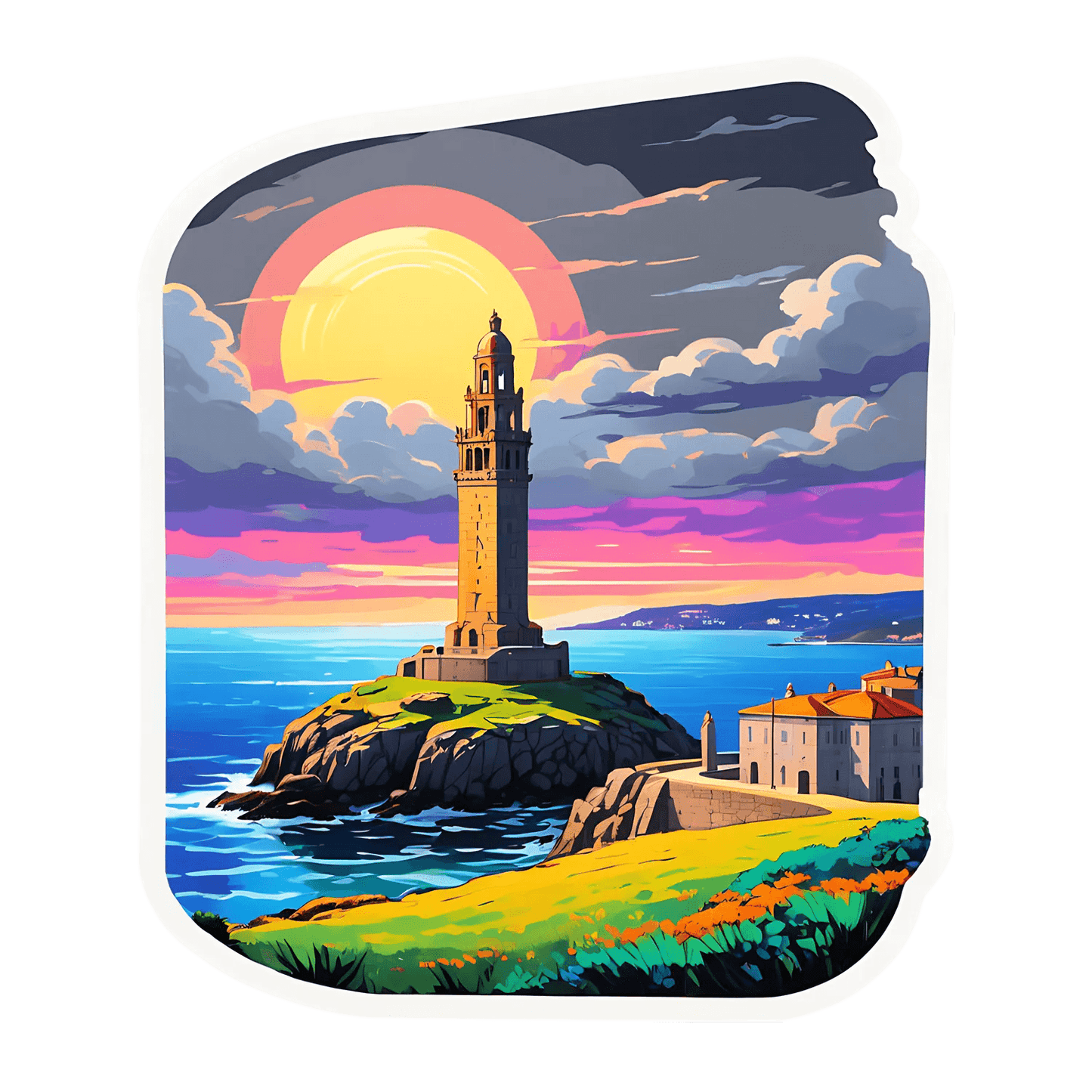 Lighthouse Sunset - UV DTF Sticker - Heat Press Transfer