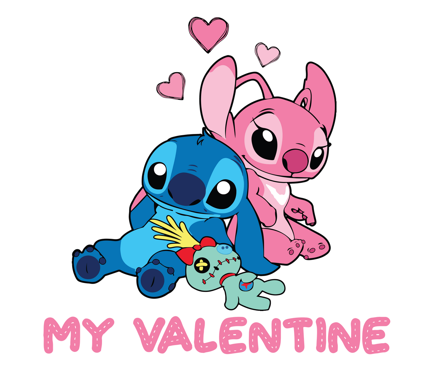 Lilo And Stitch My Valentine Design - DTF Ready To Press - Heat Press Transfer