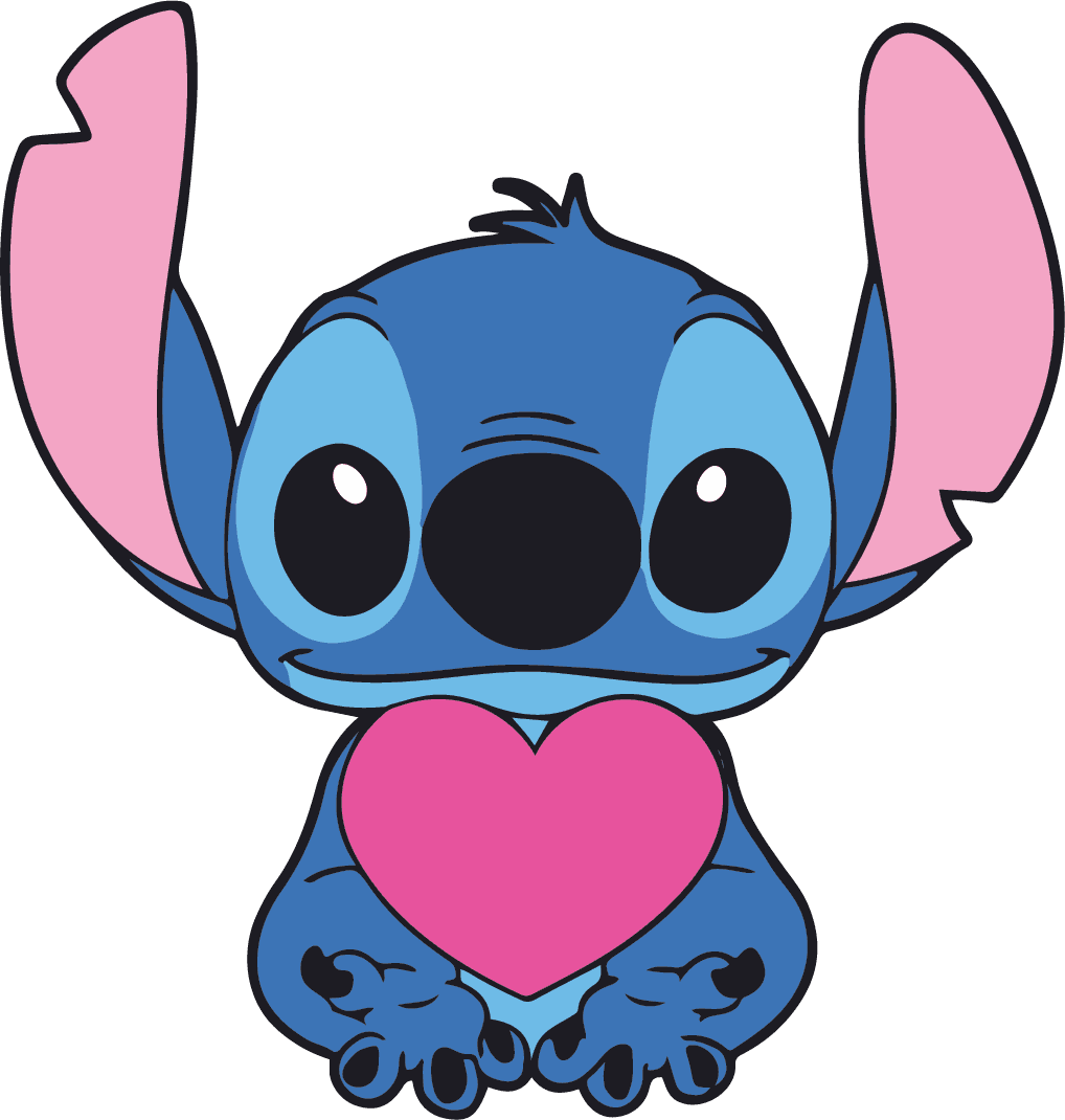 Lilo And Stitch Valentine's Day Heart Design - DTF Ready To Press - Heat Press Transfer