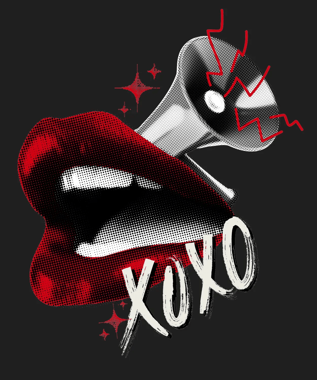 Lipstick Kiss XOXO - DTF Ready to Press (black_bg)
