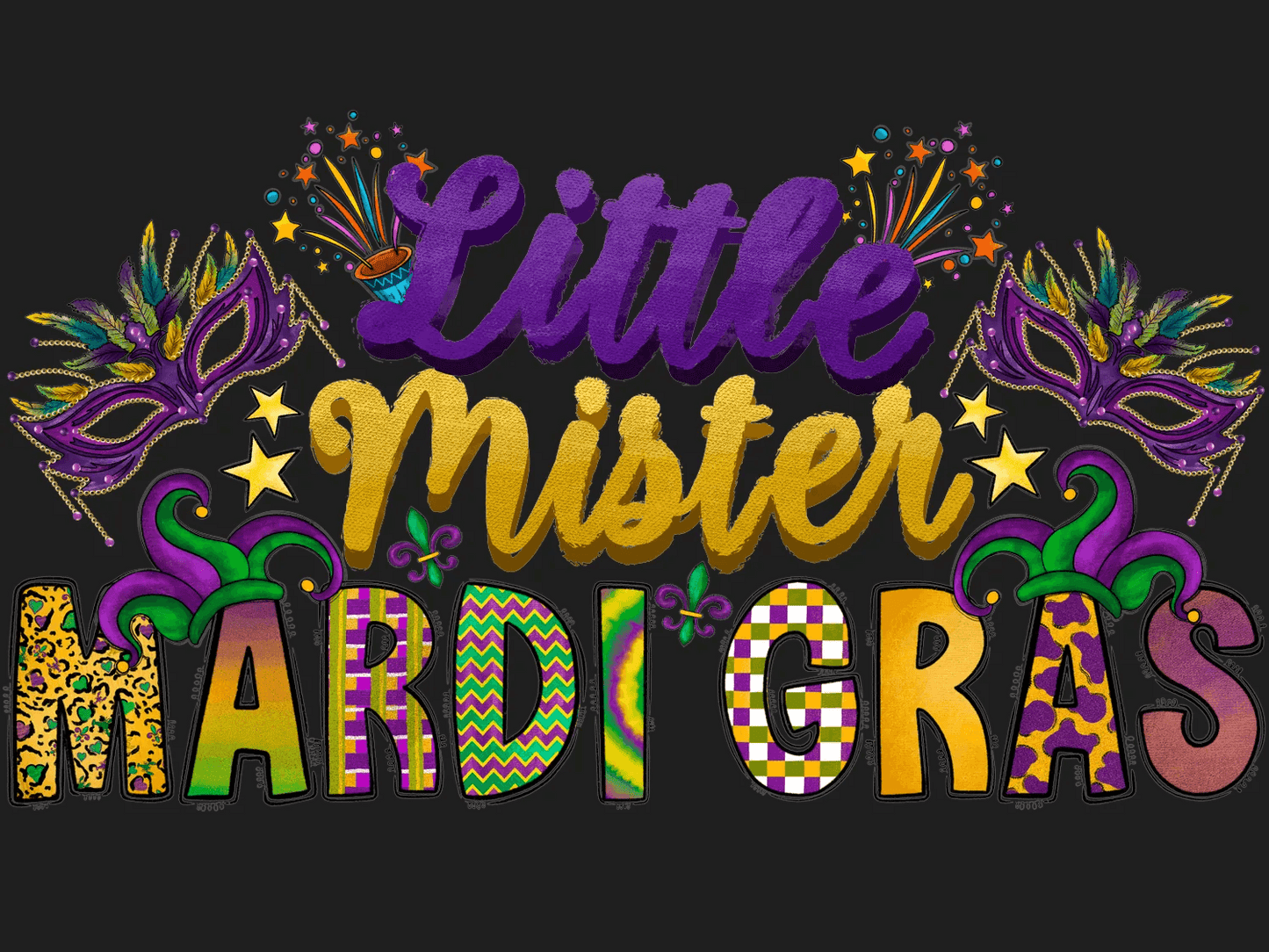 Little Mister Mardi Gras - DTF Ready to Press - Heat Press Transfer