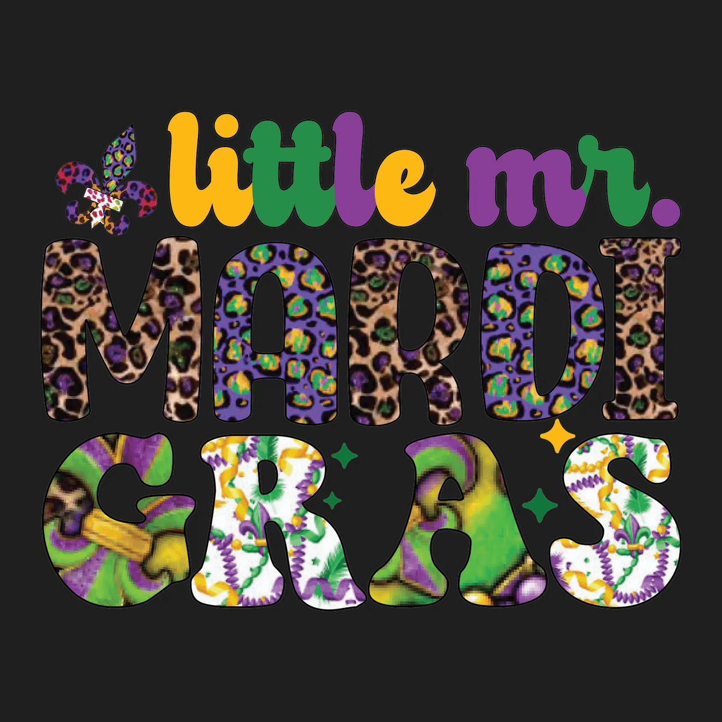 Little Mr. Mardi Gras - DTF Ready to Press - Heat Press Transfer