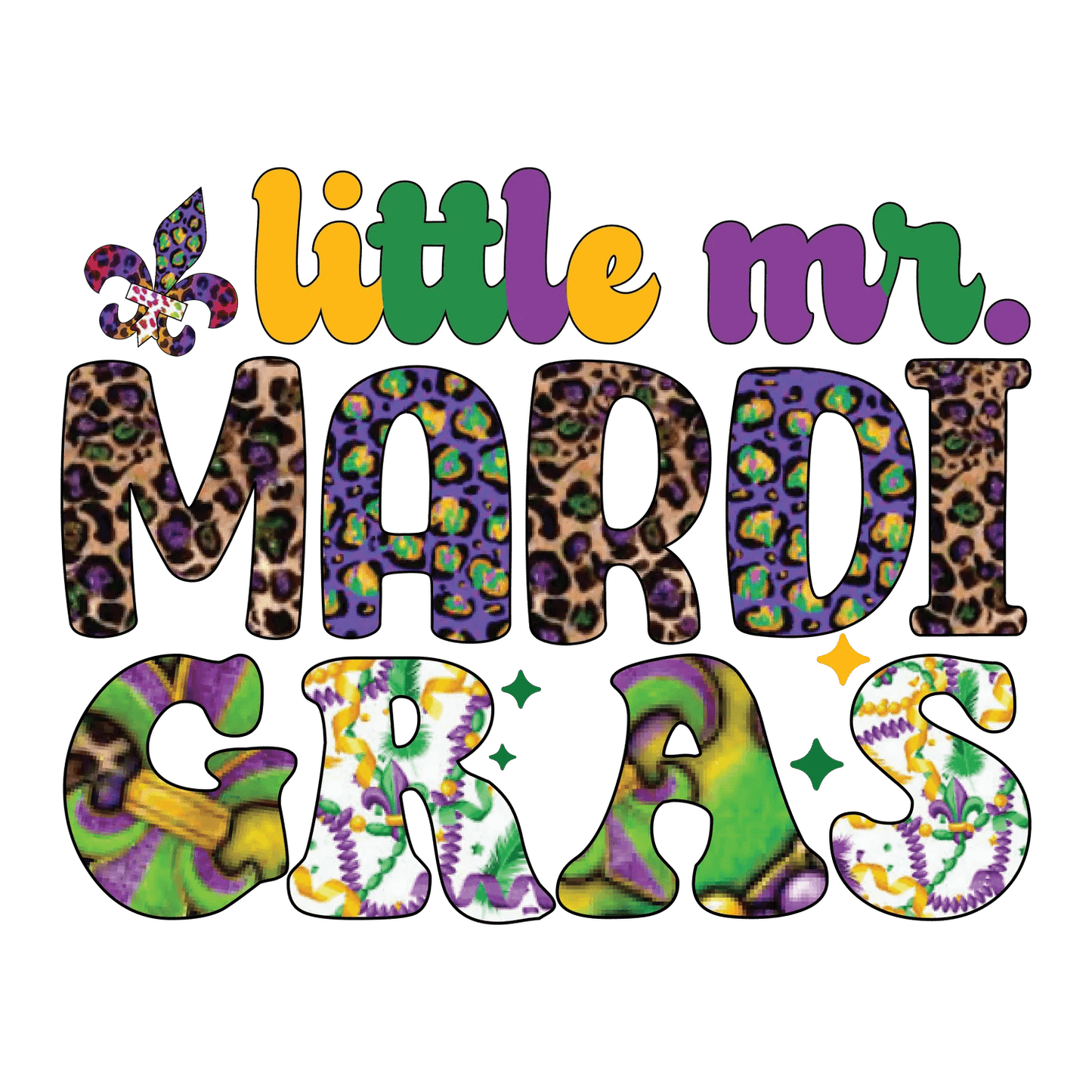 Little Mr. Mardi Gras - DTF Ready to Press - Heat Press Transfer