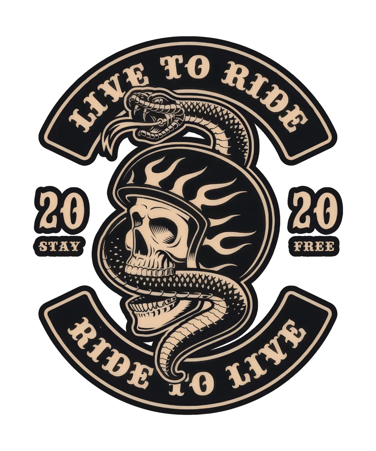 Live to Ride Skull - DTF Ready to Press (original)