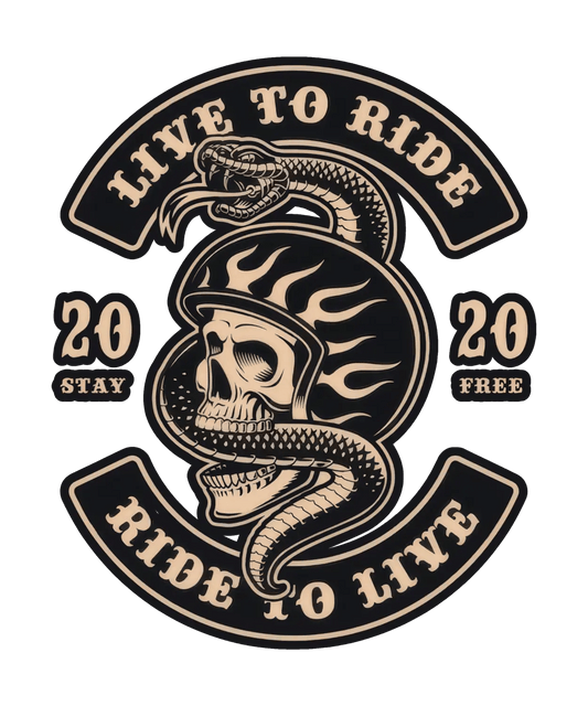 Live to Ride Skull - DTF Ready to Press - Heat Press Transfer