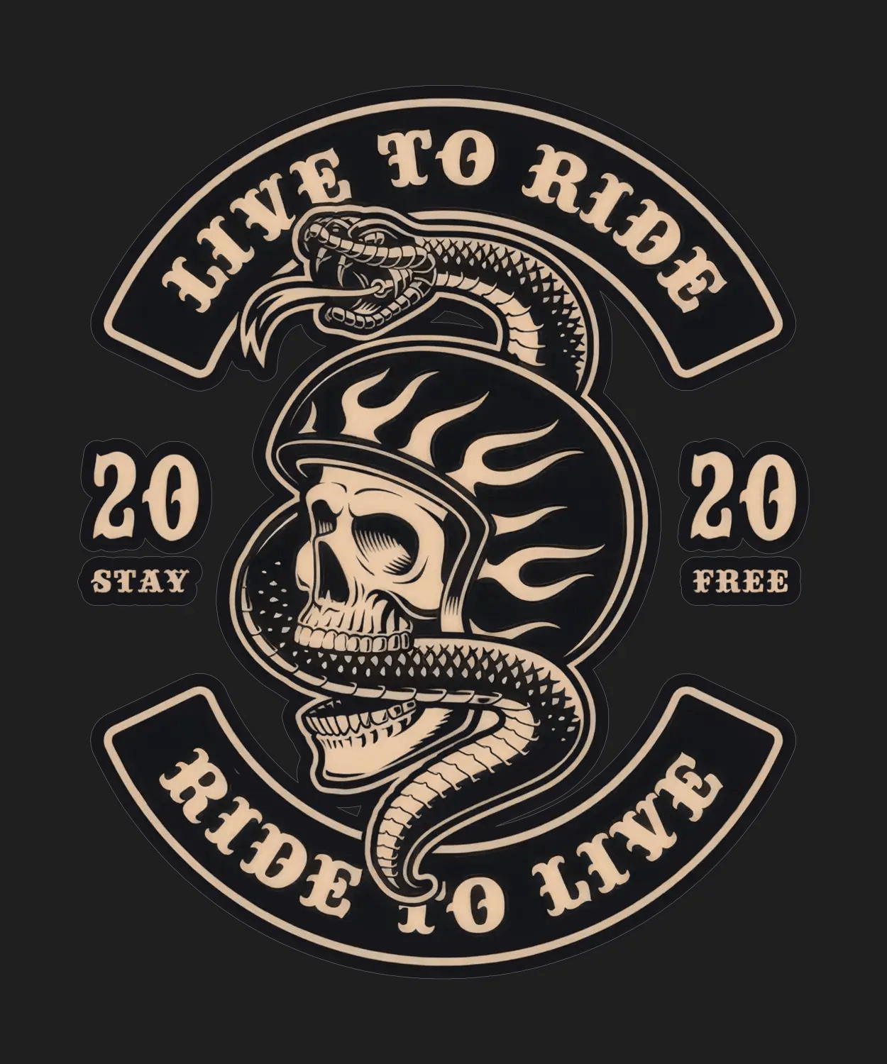 Live to Ride Skull - DTF Ready to Press (black_bg)